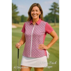 PGA Tour Women's Pink Golf Polo Athletic Top Size Large